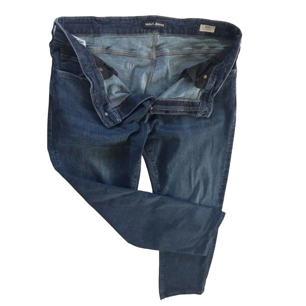 Mavi Jeans‎ Men's 38x32 Zach Straight Leg Denim Stretch Dark Wash Blue Mid Rise